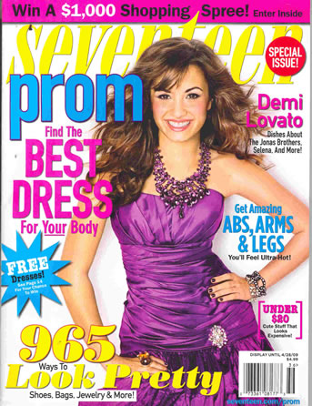 Seventeen prom magazine features ardell and andrea lashes.